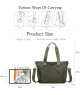 Bolso tote casual en tono verde oliva con correas de hombro y correa cruzada.