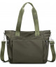 Bolso tote casual en tono verde oliva con correas de hombro y correa cruzada.