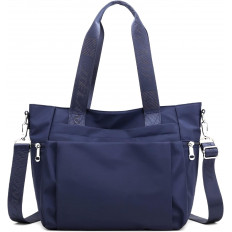 Bolso tote de nylon en azul marino con correas con logo y correa extraíble.