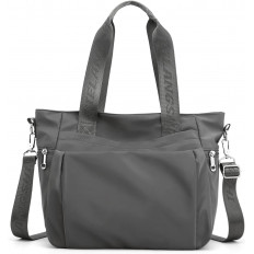 Bolso Tote Urbano Gris con Detalles de Logo y Correa Ajustable