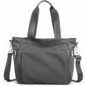 Bolso Tote Urbano Gris con Detalles de Logo y Correa Ajustable