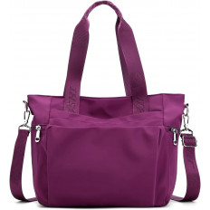 Bolso tote en color magenta con correas con logo y correa cruzada desmontable.