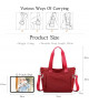 Bolso tote rojo con correas marcadas y correa cruzada desmontable.