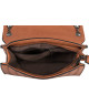 Bolso de Mano de Cuero Sintético Marrón con Cadena y Detalles Geométricos