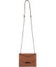 Bolso de Mano de Cuero Sintético Marrón con Cadena y Detalles Geométricos