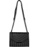 Clásico Bolso de Mano Negro con Detalles Metálicos y Solapa Elegante
