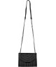 Clásico Bolso de Mano Negro con Detalles Metálicos y Solapa Elegante