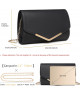 Clutch Negro Elegante con Detalle de Barra Dorada y Cadena