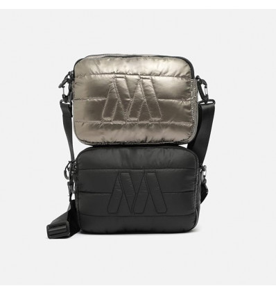 Bolso Bandolera Dúo Negro y Plateado de Misako - Doble Estilo