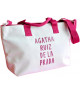 Bolso Nylon Blanco Chic con Toques de Rosa y Cierre Cremallera - Agatha Ruiz de la Prada