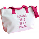Bolso Nylon Blanco Chic con Toques de Rosa y Cierre Cremallera - Agatha Ruiz de la Prada