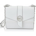 Bolso Michael Kors Elegante en Color Blanco Puro con Detalles Metálicos y Cierre Giratorio