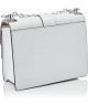 Bolsa de Hombro Elegante en Color Blanco Puro con Detalles Metálicos y Cierre Giratorio