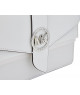 Bolsa de Hombro Elegante en Color Blanco Puro con Detalles Metálicos y Cierre Giratorio