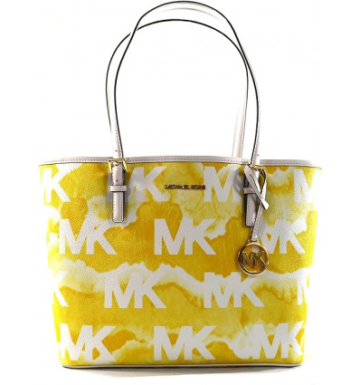 Michael Kors Jet Set Travel Medium - Bolso de Hombro Carryall en Tono Amarillo Vibrante