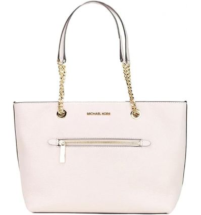 Michael Kors Jet Set Medium Tote en Powder Blush Pink - Top Zip con Bolsillo Frontal y Cadena